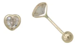 Aretes Broquel Oro 10k Corazón con Zirconia Transparente Modelo 326 - Imagen 3