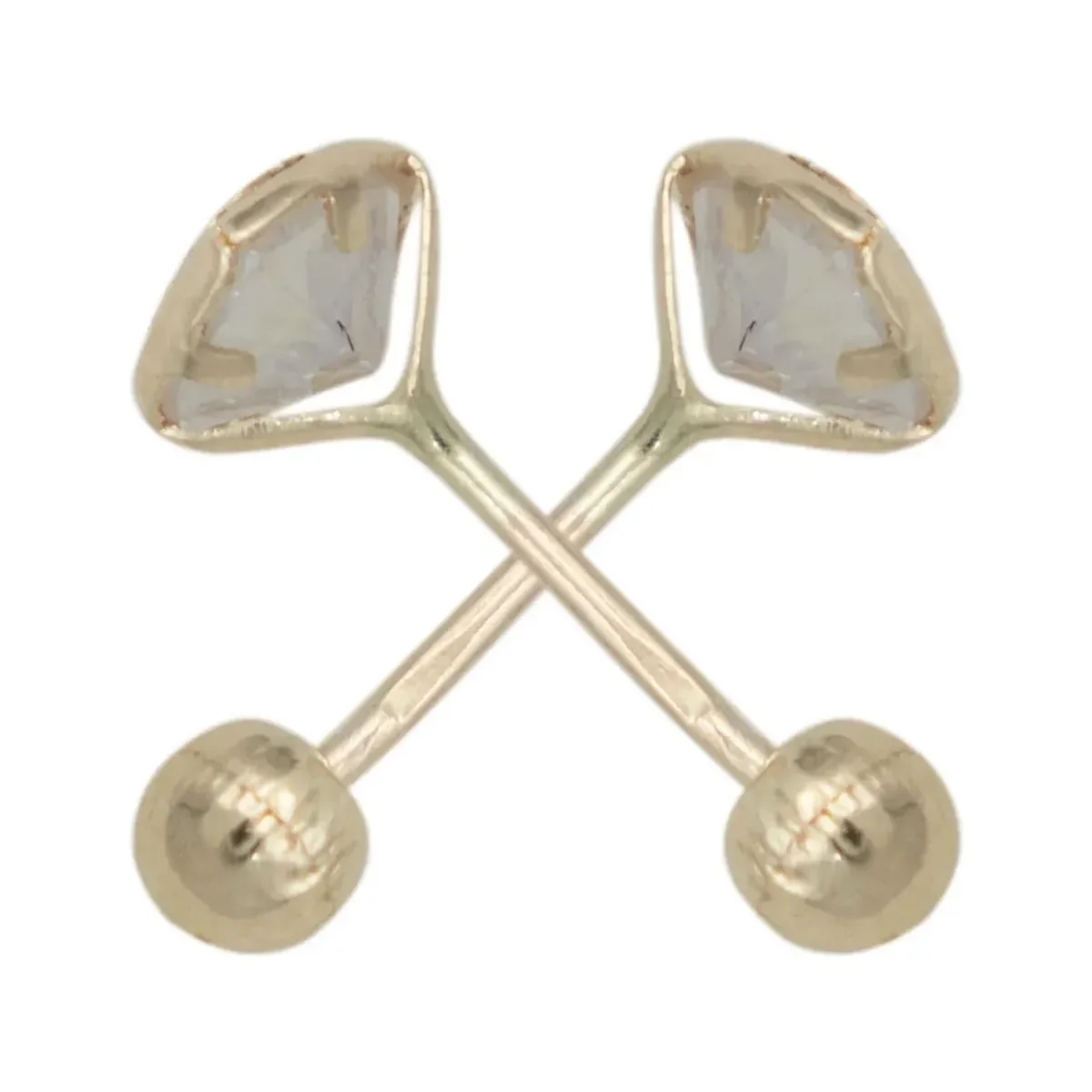 Aretes Broquel Oro 10k Corazón con Zirconia Transparente Modelo 328 - Imagen 2