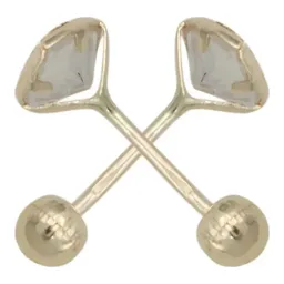 Aretes Broquel Oro 10k Corazón con Zirconia - Imagen 2