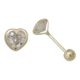 Aretes Broquel Oro 10k Corazón con Zirconia - Imagen 3