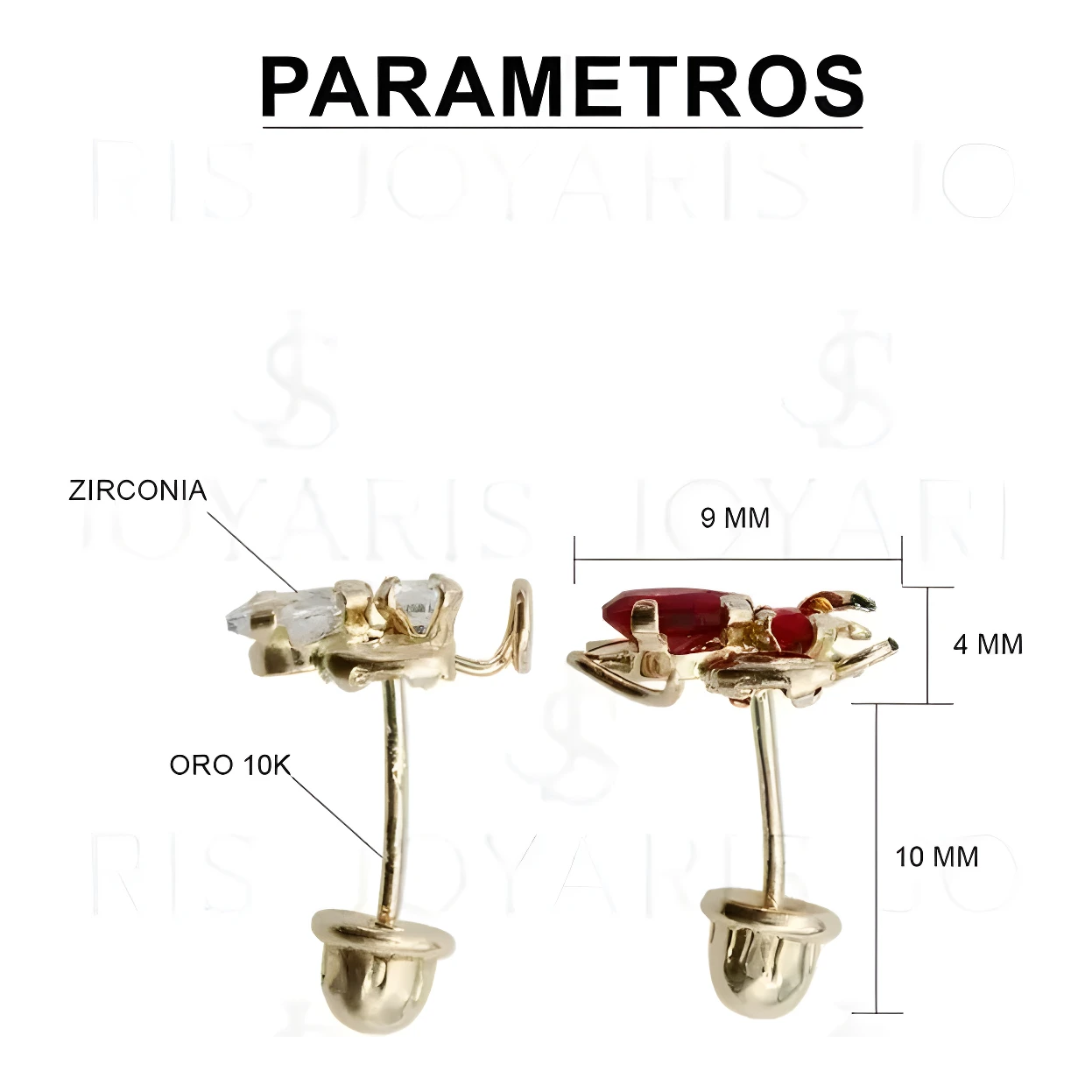Aretes Broquel Oro 10k Diseño Ángel y Demonio Unisex - Imagen 2
