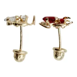 Aretes Broquel Oro 10k Diseño Ángel y Demonio Unisex - Imagen 3