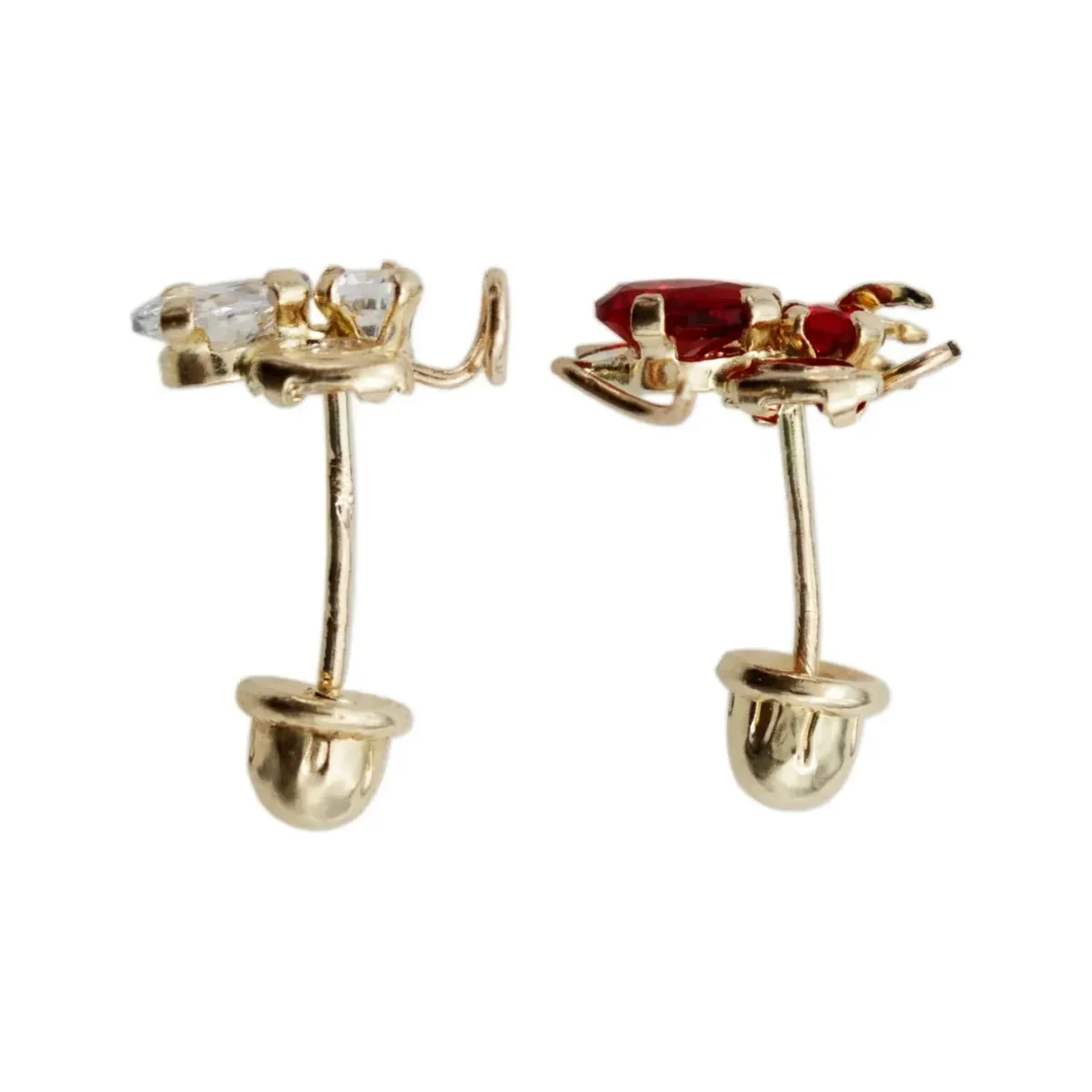 Aretes Broquel Oro 10k Diseño Ángel y Demonio Unisex - Imagen 3