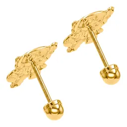 Aretes Broquel Oro 10k Diseño Héroe Azul - Imagen 4
