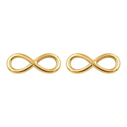 Aretes Broquel Oro 10k Diseño Infinito Liso - Imagen 1