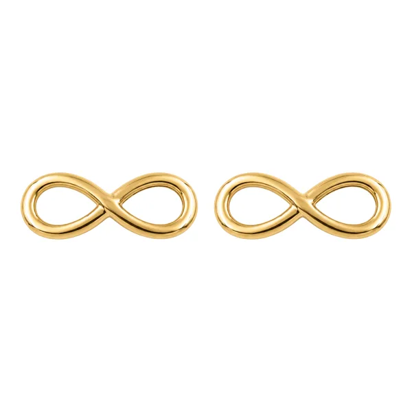 Aretes Broquel Oro 10k Diseño Infinito Liso - Imagen 1