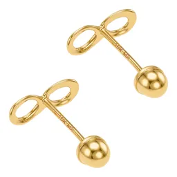 Aretes Broquel Oro 10k Diseño Infinito Liso - Imagen 4