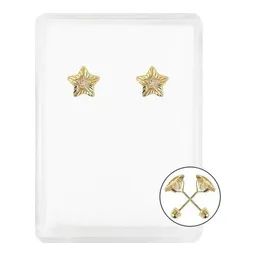 Aretes Broquel Oro 10k Estrella Diamantada con Zirconia - Imagen 1
