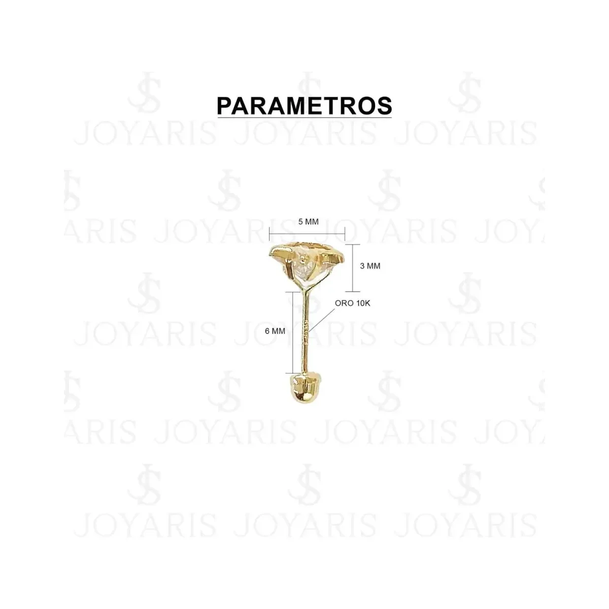 Aretes Broquel Oro 10k Estrella Diamantada con Zirconia - Imagen 2