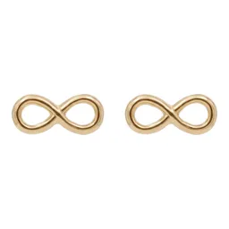 Aretes Broquel Oro 10k Infinito Liso - Imagen 1