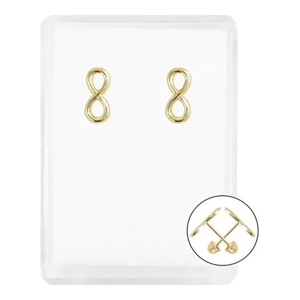 Aretes de oro 10k amarillo broquel diseno infinito liso — Joyaris