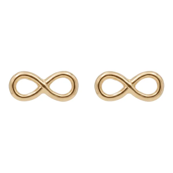 Aretes Broquel Oro 10k Infinito Liso - Imagen 1