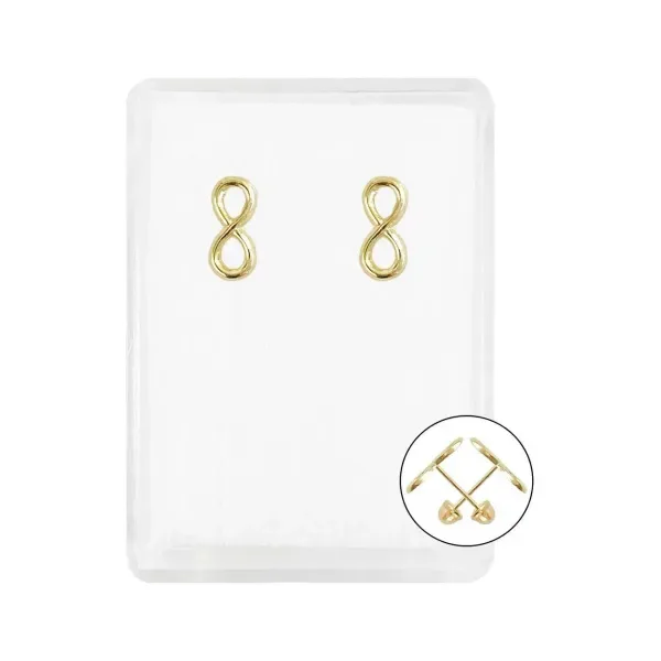 Aretes de oro 10k amarillo broquel diseno infinito liso — Joyaris