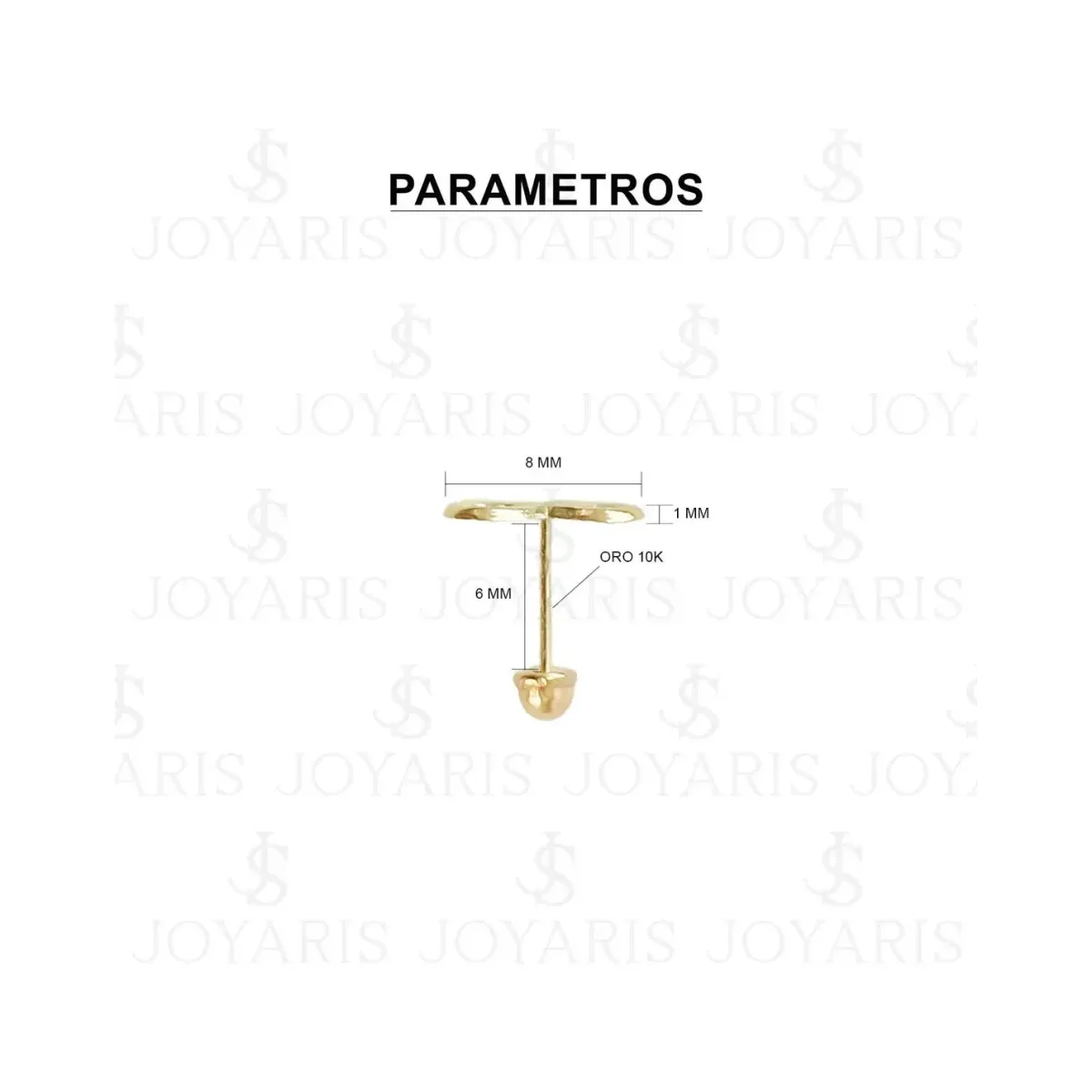 Aretes Broquel Oro 10k Infinito Liso - Imagen 2