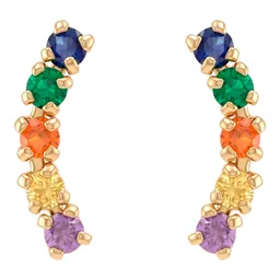 Aretes Broquel Oro 10k Lambada Zirconia Multicolor - Imagen 1