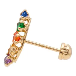Aretes Broquel Oro 10k Lambada Zirconia Multicolor - Imagen 4