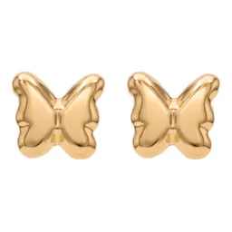 Aretes Broquel Oro 10k Mariposa con Zirconia - Imagen 1