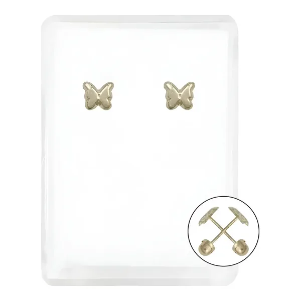 Aretes Broquel Oro 10k Mariposa con Zirconia - Imagen 1