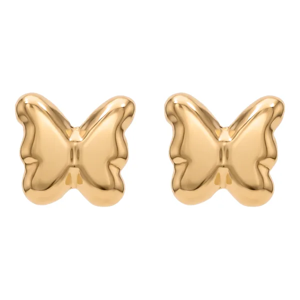 Aretes Broquel Oro 10k Mariposa con Zirconia - Imagen 1