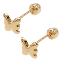 Aretes Broquel Oro 10k Mariposa con Zirconia - Imagen 2