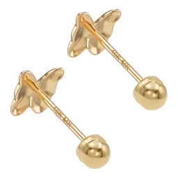 Aretes Broquel Oro 10k Mariposa con Zirconia - Imagen 3