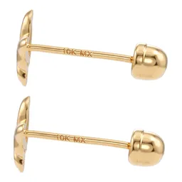 Aretes Broquel Oro 10k Mariposa con Zirconia - Imagen 4