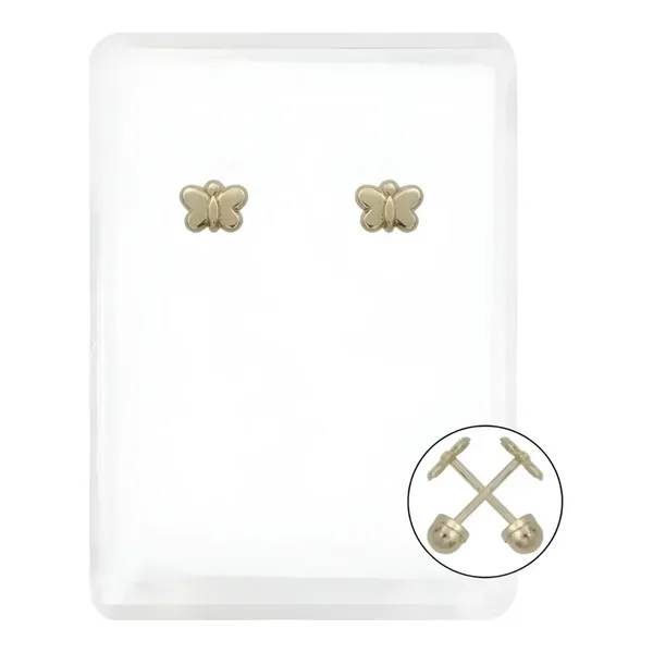 Aretes de oro 10k dorado broquel mini mariposa liso — Joyaris