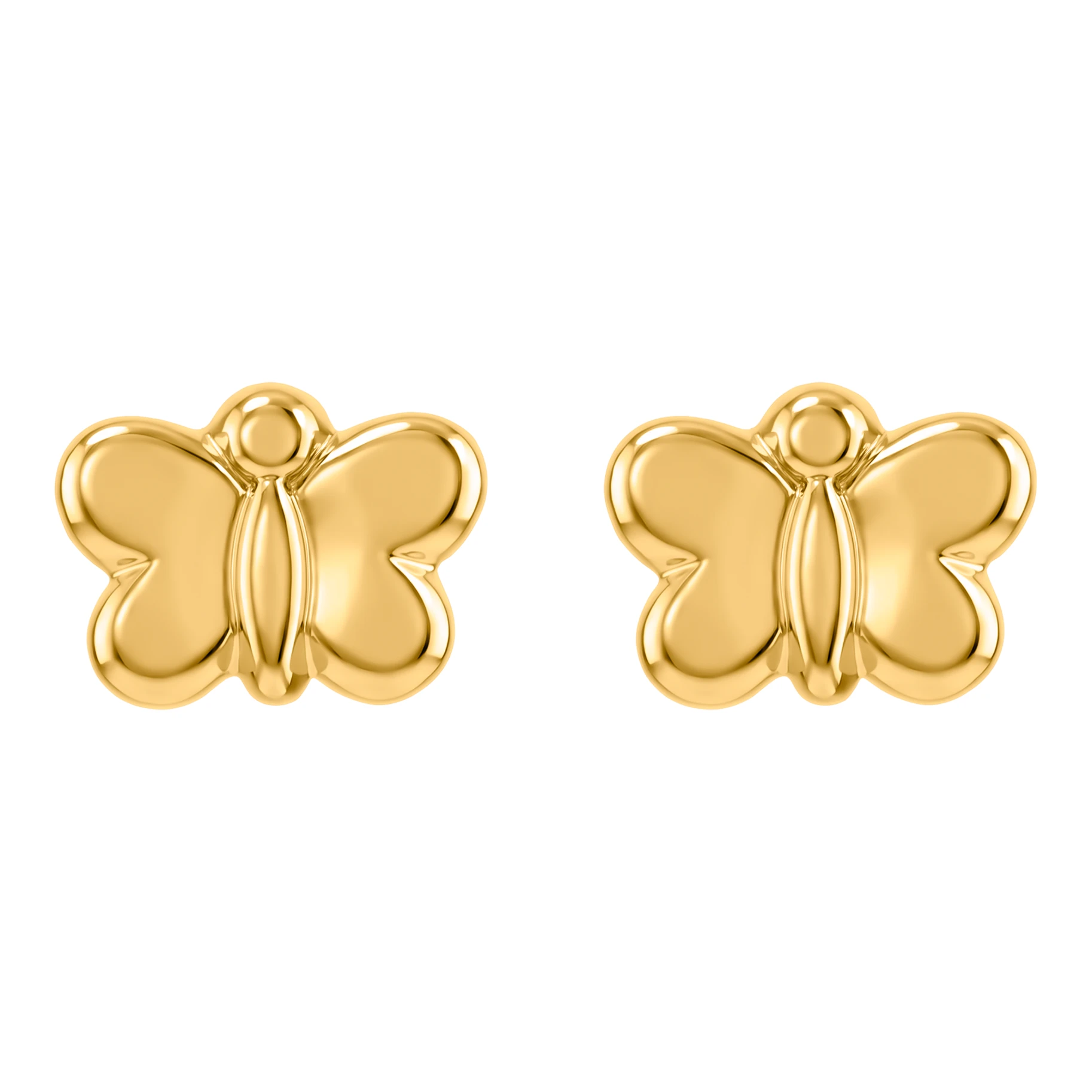 Broqueles de rosca oro 10k mariposa liso con broche de bolita para dama en oro amarillo nacional de cuatrocientos diecisiete