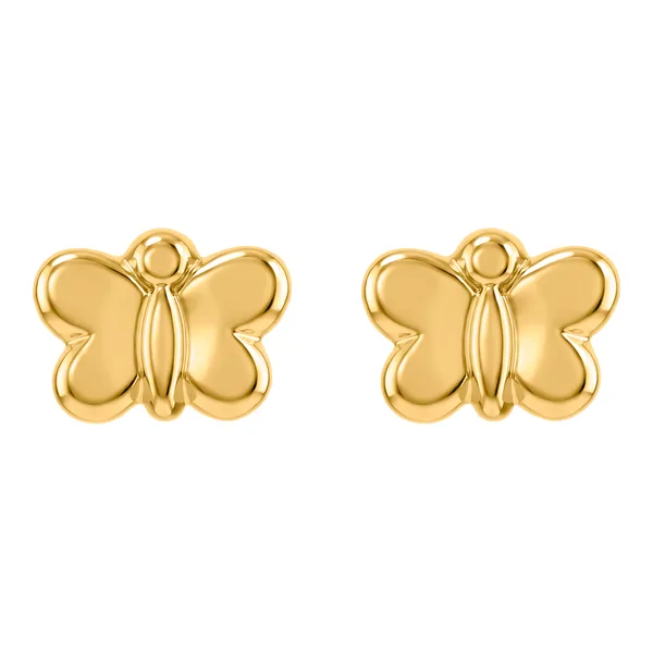 Aretes Broquel Oro 10k Mariposa Liso para Dama Hecho en México - Imagen 1