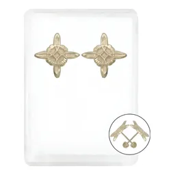 Aretes Broquel Oro 10k Nudo Bruja Arenado Diamantado - Imagen 1