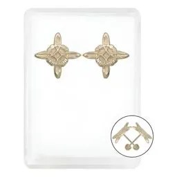 Aretes Broquel Oro 10k Nudo Bruja Arenado Diamantado - Imagen 1
