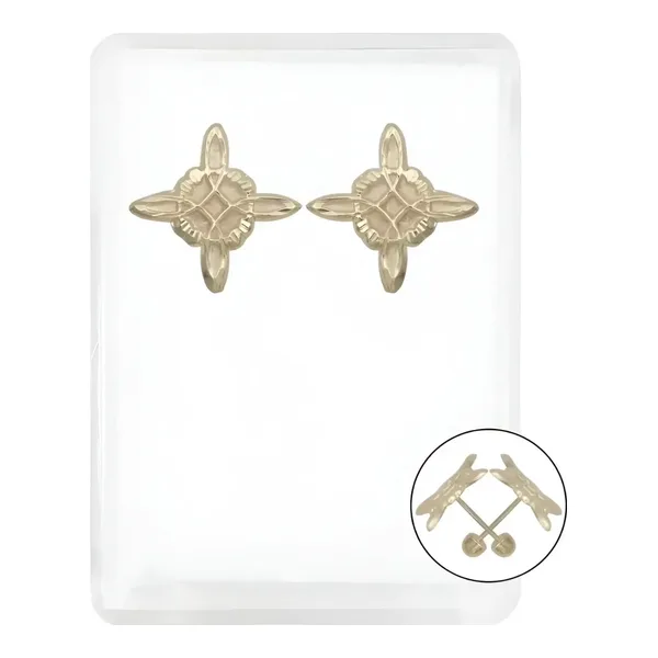 Aretes Broquel Oro 10k Nudo Bruja Arenado Diamantado - Imagen 1
