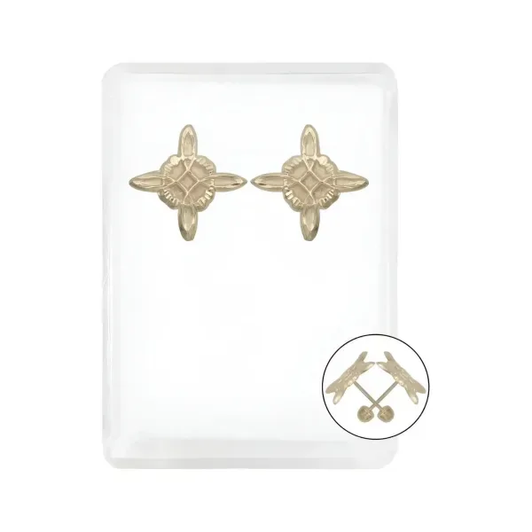 Aretes Broquel Oro 10k Nudo Bruja Arenado Diamantado - Imagen 1