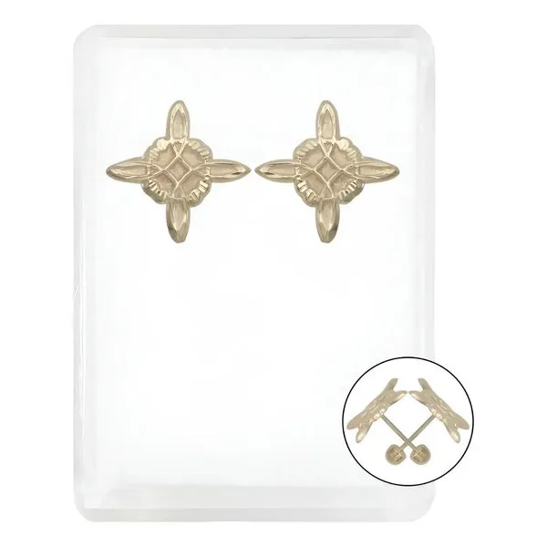 Aretes Broquel Oro 10k Nudo Bruja Arenado Diamantado - Imagen 1
