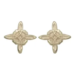 Aretes Broquel Oro 10k Nudo Bruja Arenado Diamantado - Imagen 3