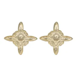 Aretes Broquel Oro 10k Nudo Bruja Arenado Diamantado - Imagen 4