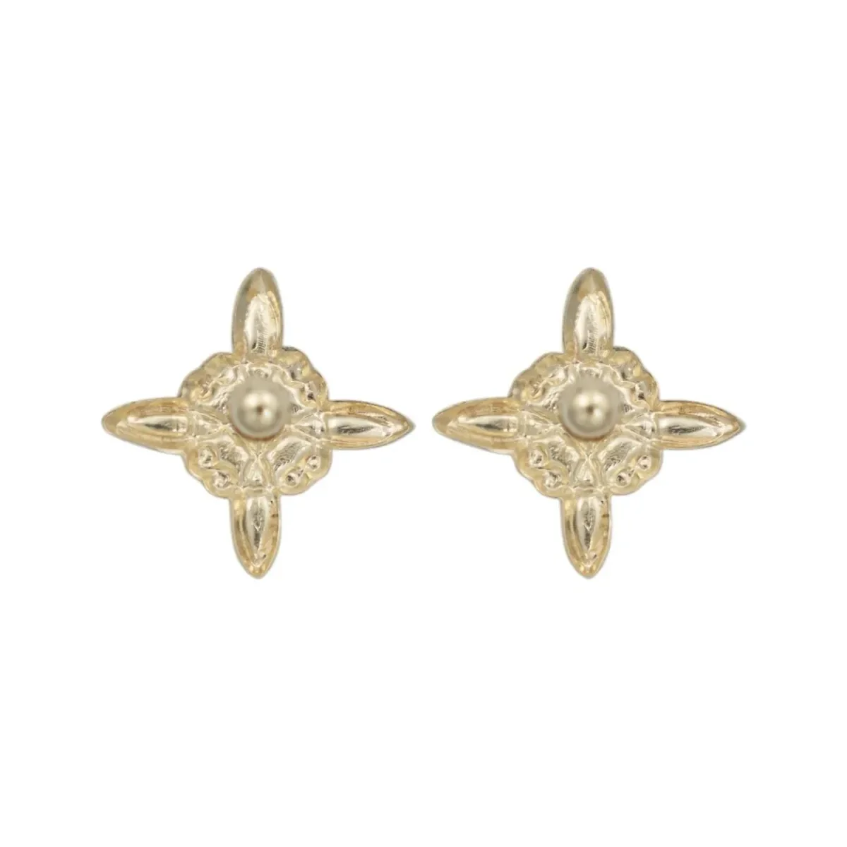 Aretes Broquel Oro 10k Nudo Bruja Arenado Diamantado - Imagen 4