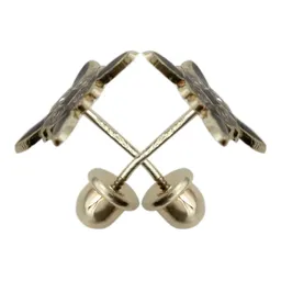 Aretes Broquel Oro 10k Nudo Bruja Celta Esmaltado con Zirconia - Imagen 3