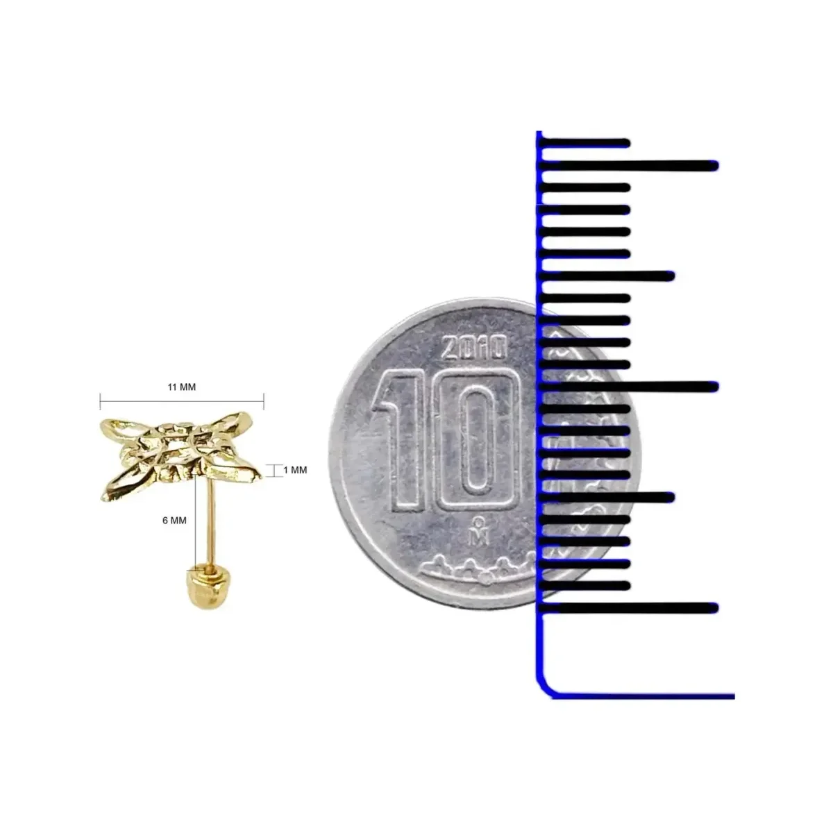 Aretes Broquel Oro 10k Nudo de Bruja Amuleto Protección Artesanal - Imagen 3