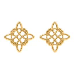 Aretes Broquel Oro 10k Nudo de Bruja Amuleto Protección Artesanal - Imagen 1