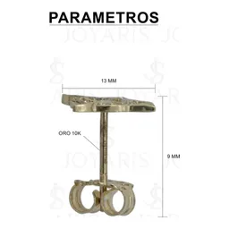 Aretes Broquel Oro 10k Nudo de Bruja con Zirconia - Imagen 3