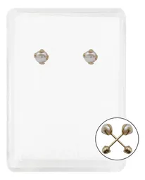 Aretes Broquel Oro 10k Perla Natural Bola 4mm - Imagen 1
