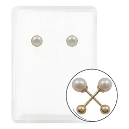 Aretes Broquel Oro 10k Perla Natural Bola 4mm - Imagen 1