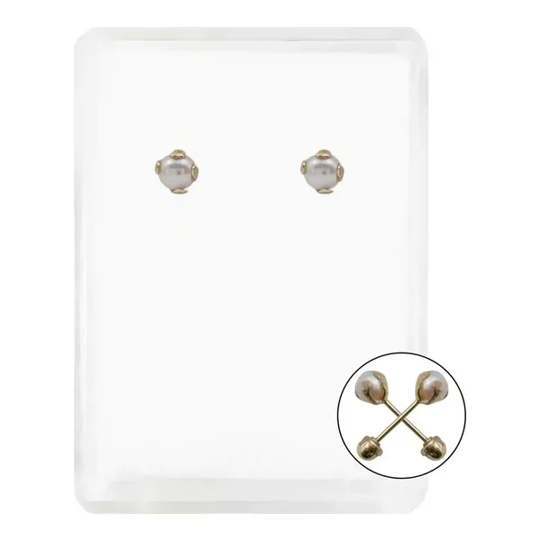 Aretes Broquel Oro 10k Perla Natural Bola 4mm - Imagen 1