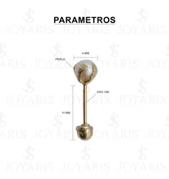 Aretes Broquel Oro 10k Perla Natural Bola 4mm - Imagen 2