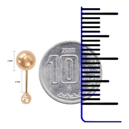 Aretes Broquel Oro 10k Rosa Bola Dormilona Unisex 4mm - Imagen 3