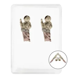 Aretes Broquel Oro 10k San Judas Tadeo Florentino - Imagen 1