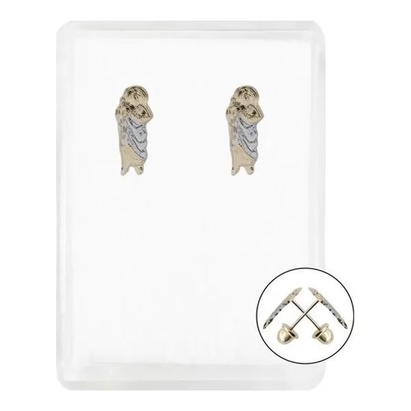 Aretes de oro 10k dorado diseno San Judas broquel dama — Joyaris