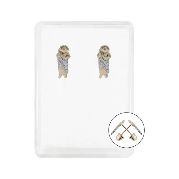 Aretes de oro 10k dorado diseno San Judas broquel dama — Joyaris