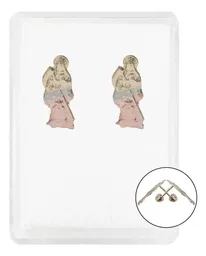 Aretes Broquel Oro 10k Santa Muerte Diseño Florentino - Imagen 1